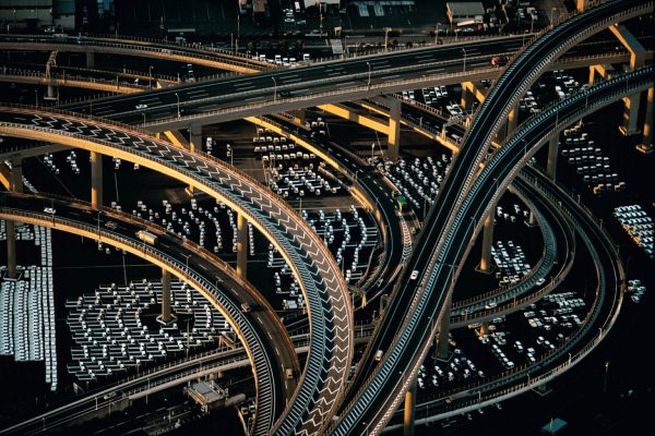 Motorway interchanges near the Yokohama port, Honshu, Japan (N 35°28' - E 139°41').